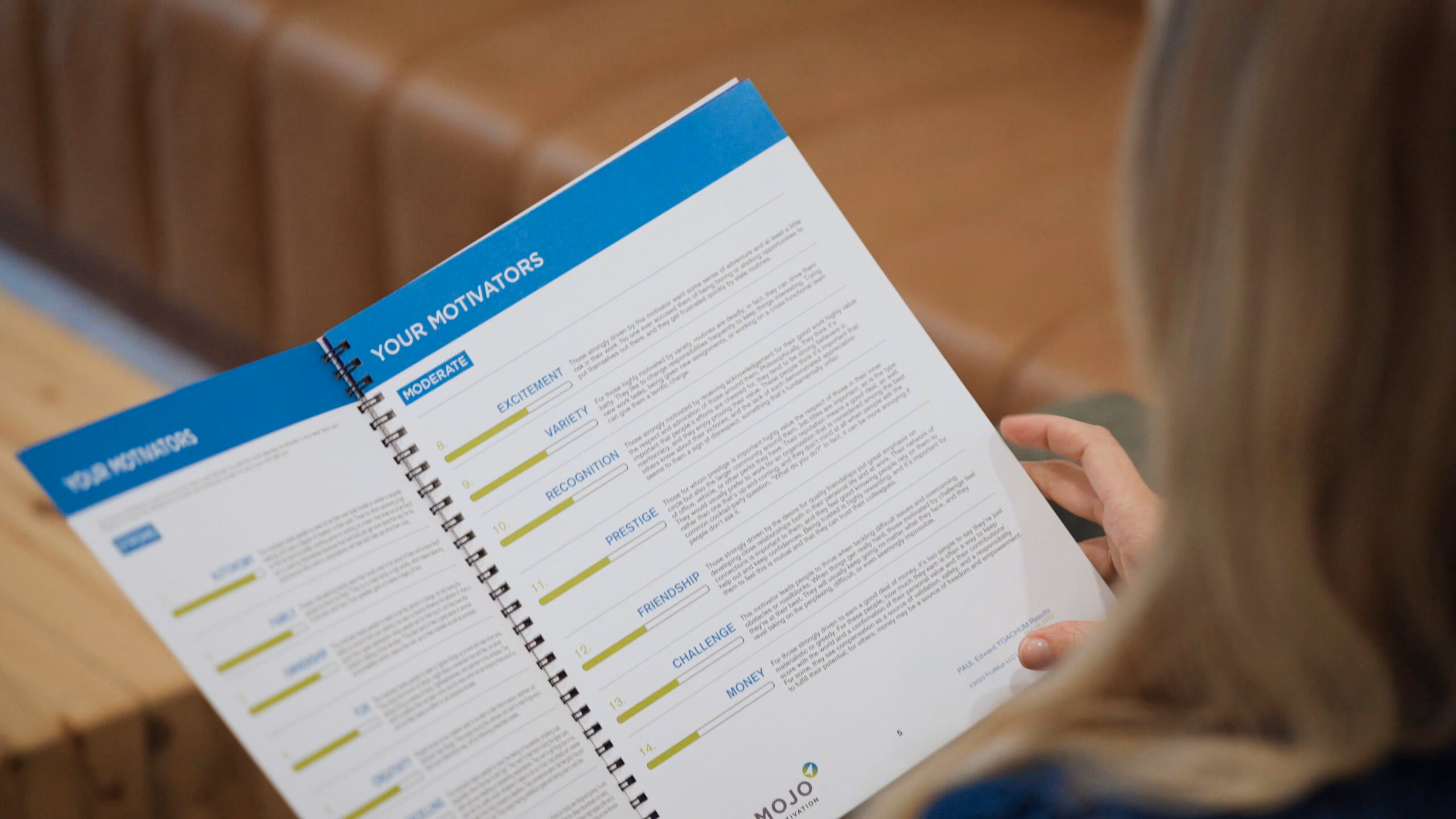 FindMojo motivation assessment results, symbolizing self-discovery, personal growth, and career development.